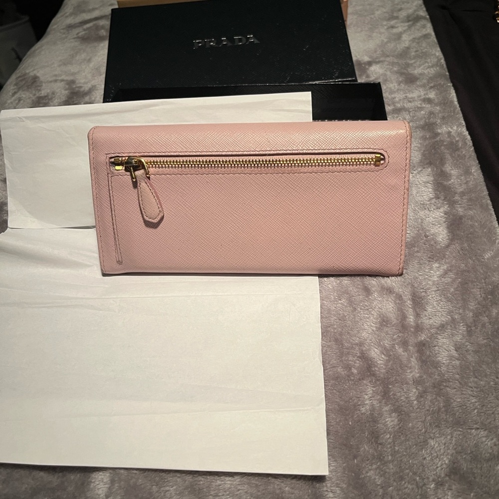 Prada Light Pink Saffiano Leather Continental Wallet with Gold Hardware - Picture 7 of 16